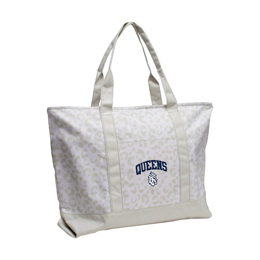 Queens Univ Charlotte Leopard Pattern Tote - Logo Brands - Flyclothing LLC
