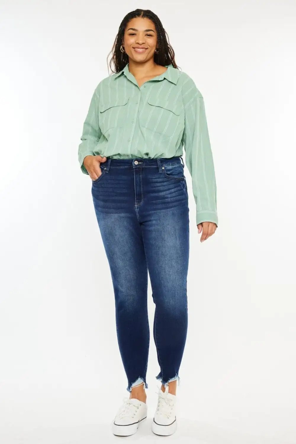 Kancan Full Size High Rise Frayed Ankle Skinny Jeans - Trendsi