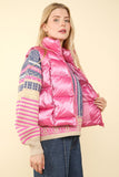 VERY J Shiny Metallic Zip Up Puffer Vest - Trendsi
