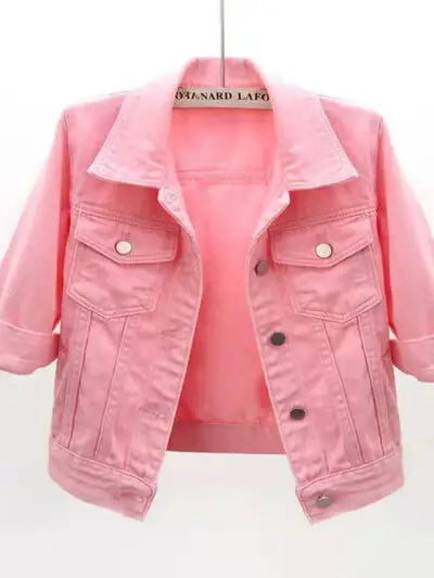 Full Size Cropped Denim Jacket Plus Size - Trendsi - Flyclothing LLC
