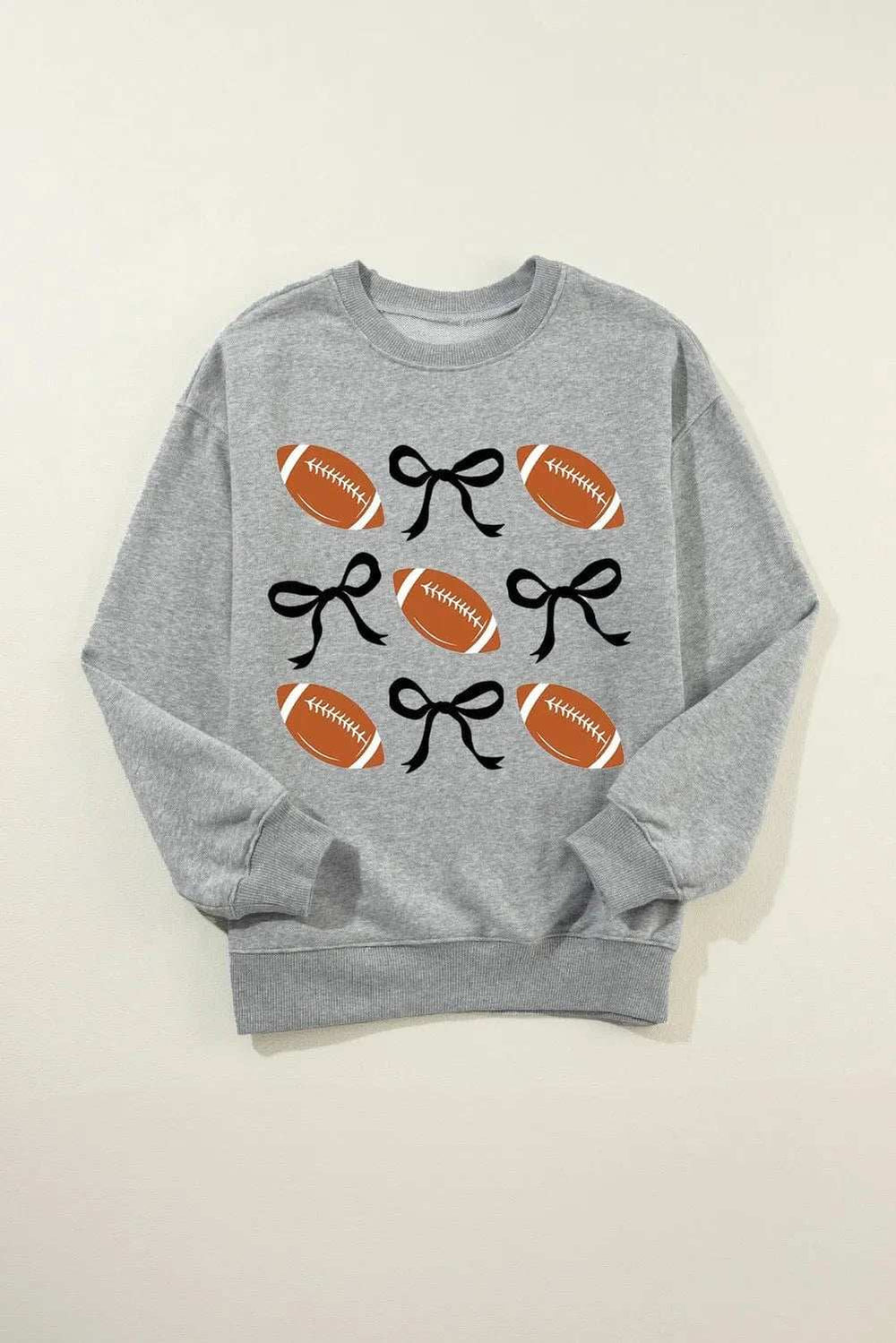 Football Round Neck Long Sleeve Sweatshirt - Trendsi - Flyclothing LLC