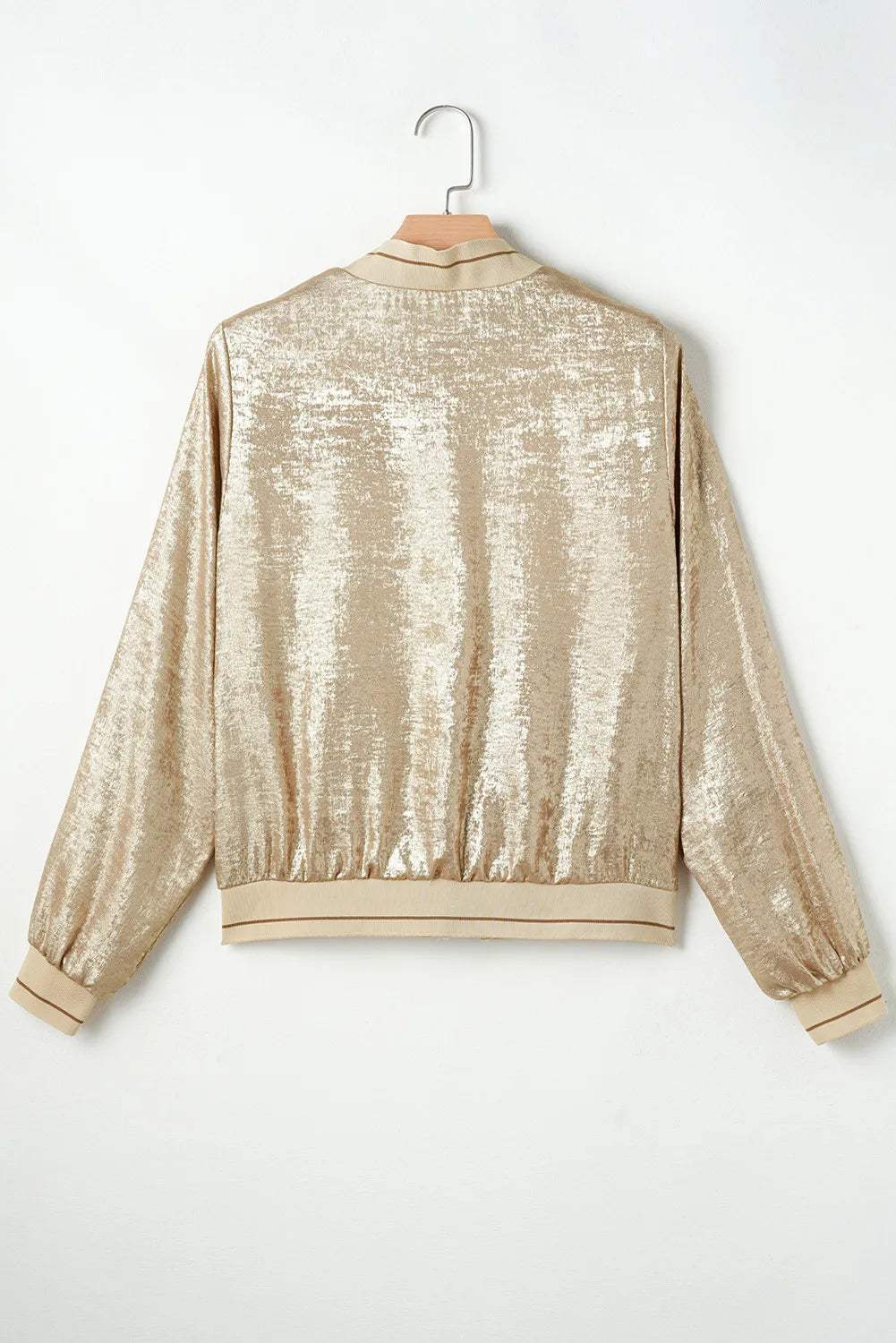 Baseball Collar Zip Up Long Sleeve Jacket - Trendsi - Flyclothing LLC