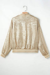 Baseball Collar Zip Up Long Sleeve Jacket - Trendsi - Flyclothing LLC