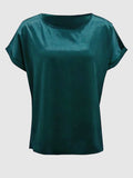 Round Neck Short Sleeve T-Shirt - Trendsi - Flyclothing LLC