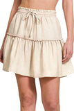 Zenana Tencel Washed Tiered Mini Skirts - Trendsi