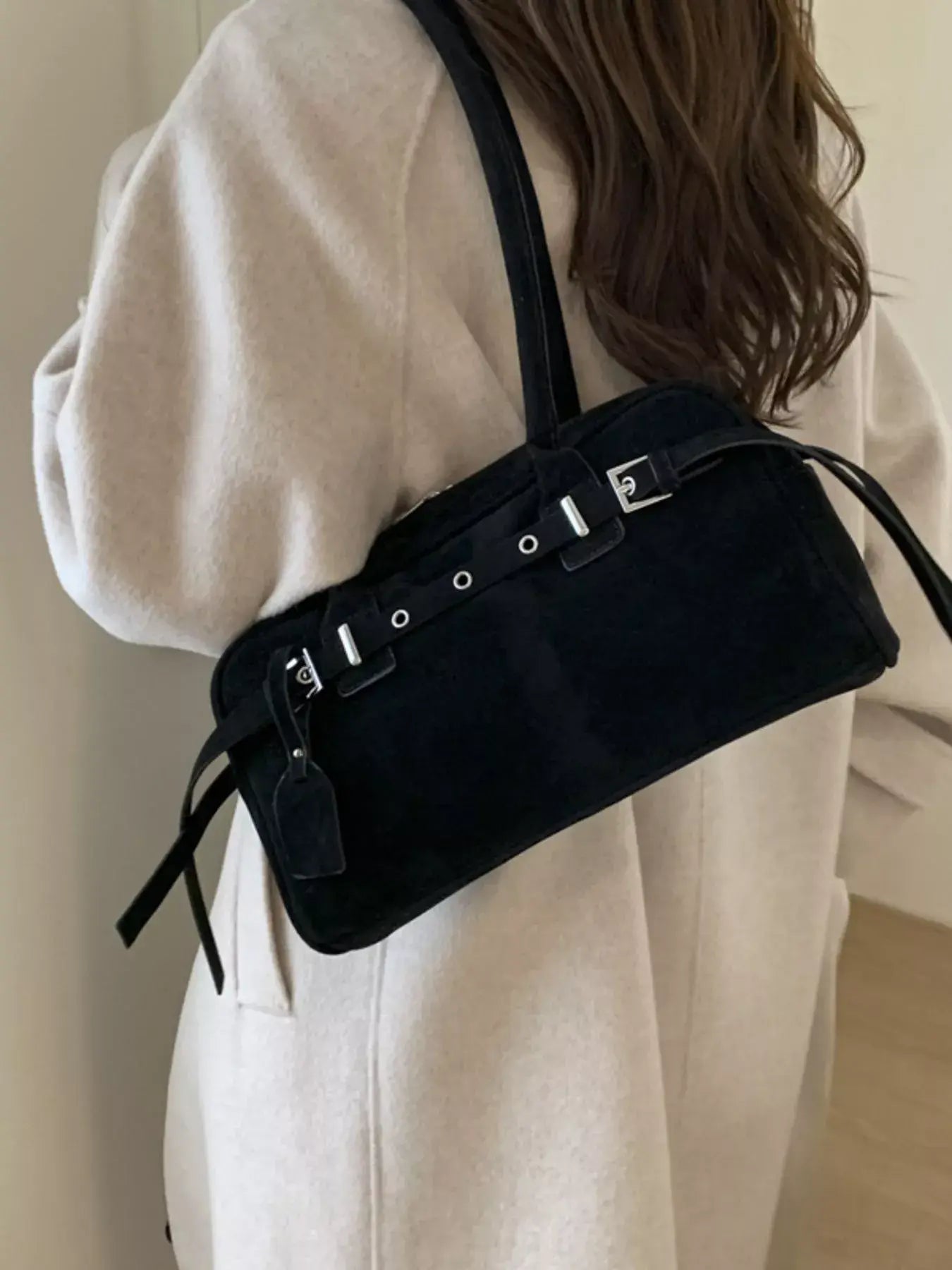 Buckle Decor Shoulder Bag - Trendsi - Flyclothing LLC