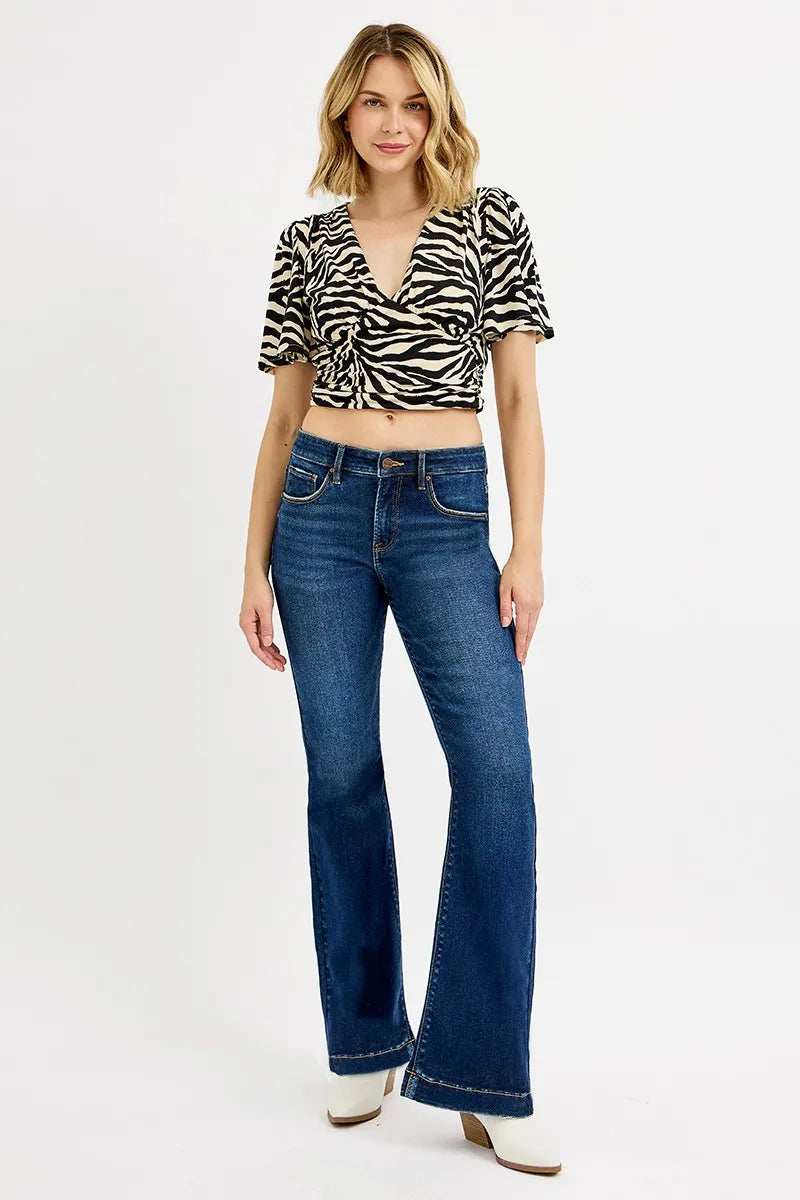 RISEN Full SIze Tummy Control Mid Rise Flare Jeans Plus SIze - Trendsi - Flyclothing LLC