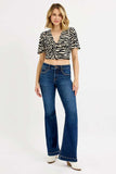 RISEN Full SIze Tummy Control Mid Rise Flare Jeans Plus SIze - Trendsi - Flyclothing LLC