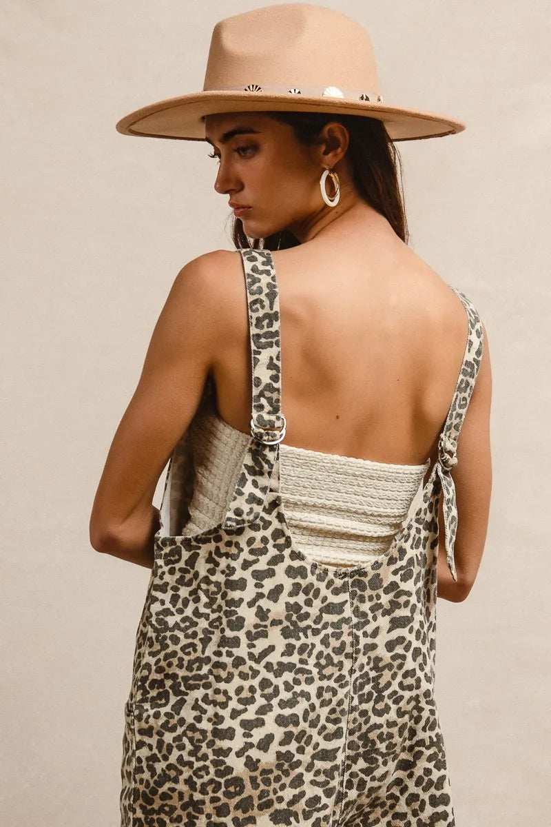 BiBi Leopard Print Adjustable Strap U Neck Jumpsuit - Trendsi - Flyclothing LLC