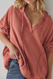 Exposed Seam Drawstring Long Sleeve Hoodie - Trendsi - Flyclothing LLC
