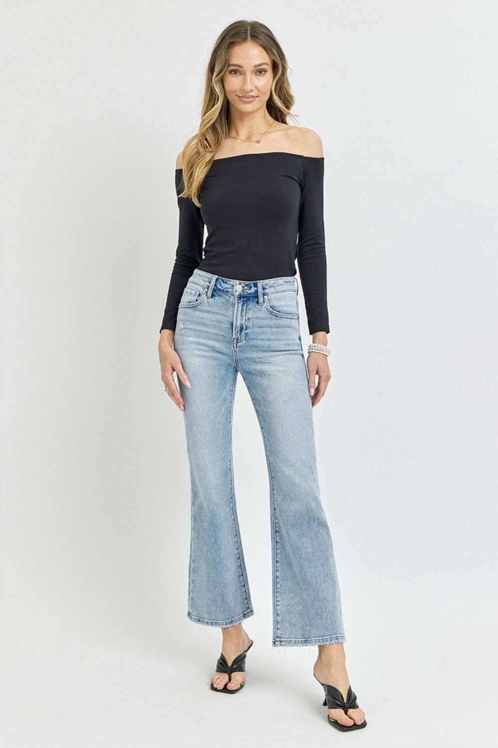 RISEN Full Size High Rise Ankle Flare Jeans - Trendsi - Flyclothing LLC