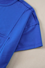 Patched Pocket Exposed Seam Oversize T-shirt - Trendsi - Flyclothing LLC