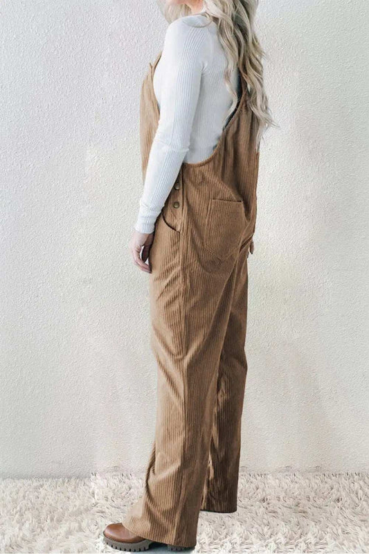 Square Neck Wide Strap Overalls - Trendsi - Flyclothing LLC