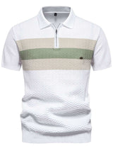 Men's Collared Neck Striped Texture Knit Polo - Trendsi - Flyclothing LLC