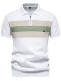 Men's Collared Neck Striped Texture Knit Polo - Trendsi - Flyclothing LLC
