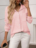 Striped Button Up Long Sleeve Shirt - Trendsi - Flyclothing LLC
