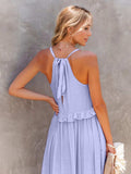 Ruffled Sleeveless Tiered Maxi Dress with Pockets - Trendsi - Flyclothing LLC