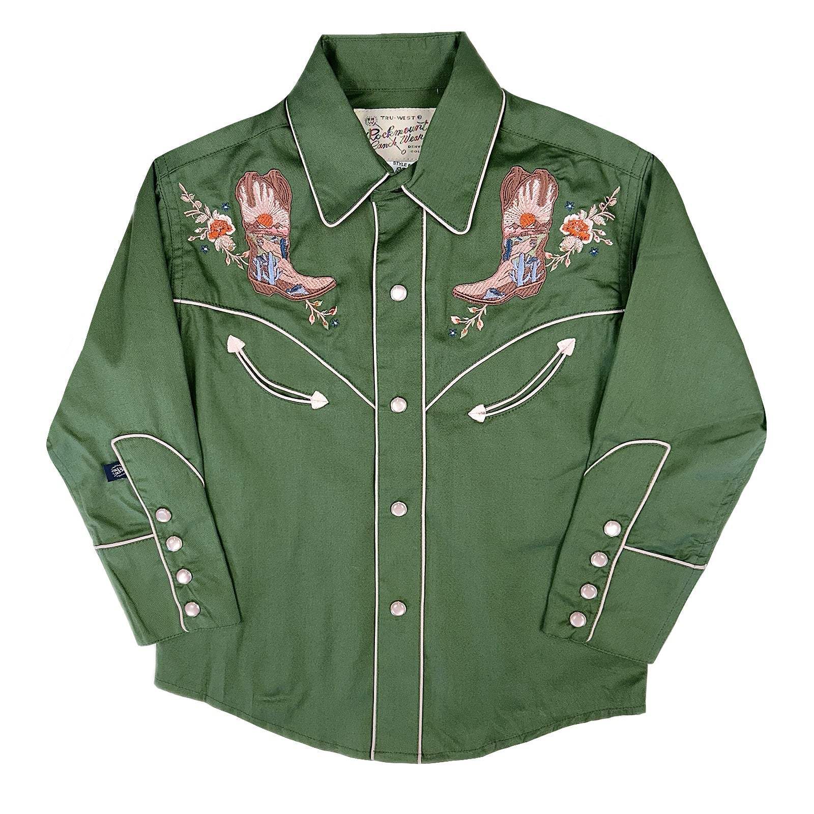 Rockmount Kid's Green Sunrise Boot & Floral Embroidered Western Shirt - Rockmount Clothing - Flyclothing LLC