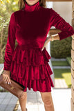 Ruffled Layered Long Sleeve Mini Dress - Trendsi - Flyclothing LLC