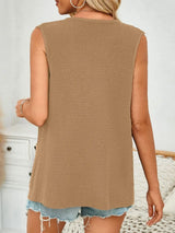 Button Down Round Neck Knit Vest - Trendsi - Flyclothing LLC