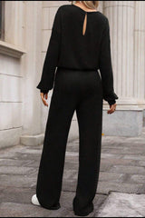 Round Neck Long Sleeve Jumpsuit - Trendsi - Flyclothing LLC