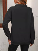 Quarter Zip Dropped Shoulder Sweatshirt - Trendsi - Flyclothing LLC