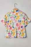 Floral Boxy Fit Ruffled Short Sleeve Blouse - Trendsi - Flyclothing LLC