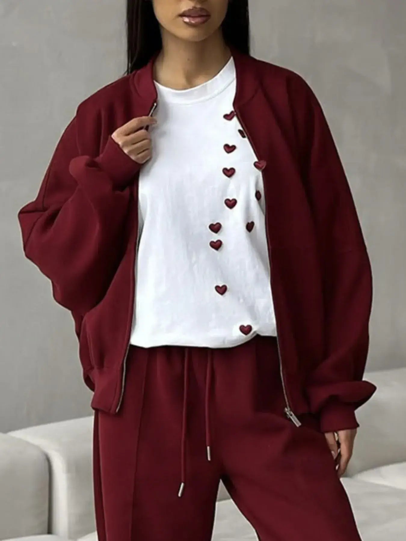 Plus Size Heart Round Neck Short Sleeve T-Shirt - Trendsi - Flyclothing LLC