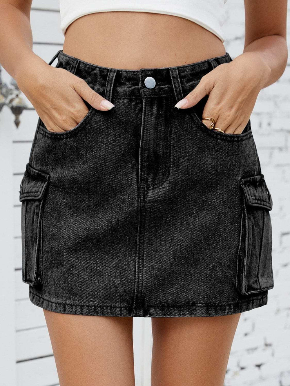 Cargo Denim Skirt - Trendsi - Flyclothing LLC