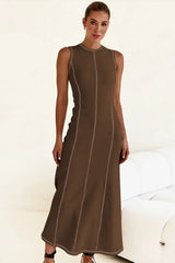 Contrast Stitching Maxi Tank Dress - Trendsi - Flyclothing LLC