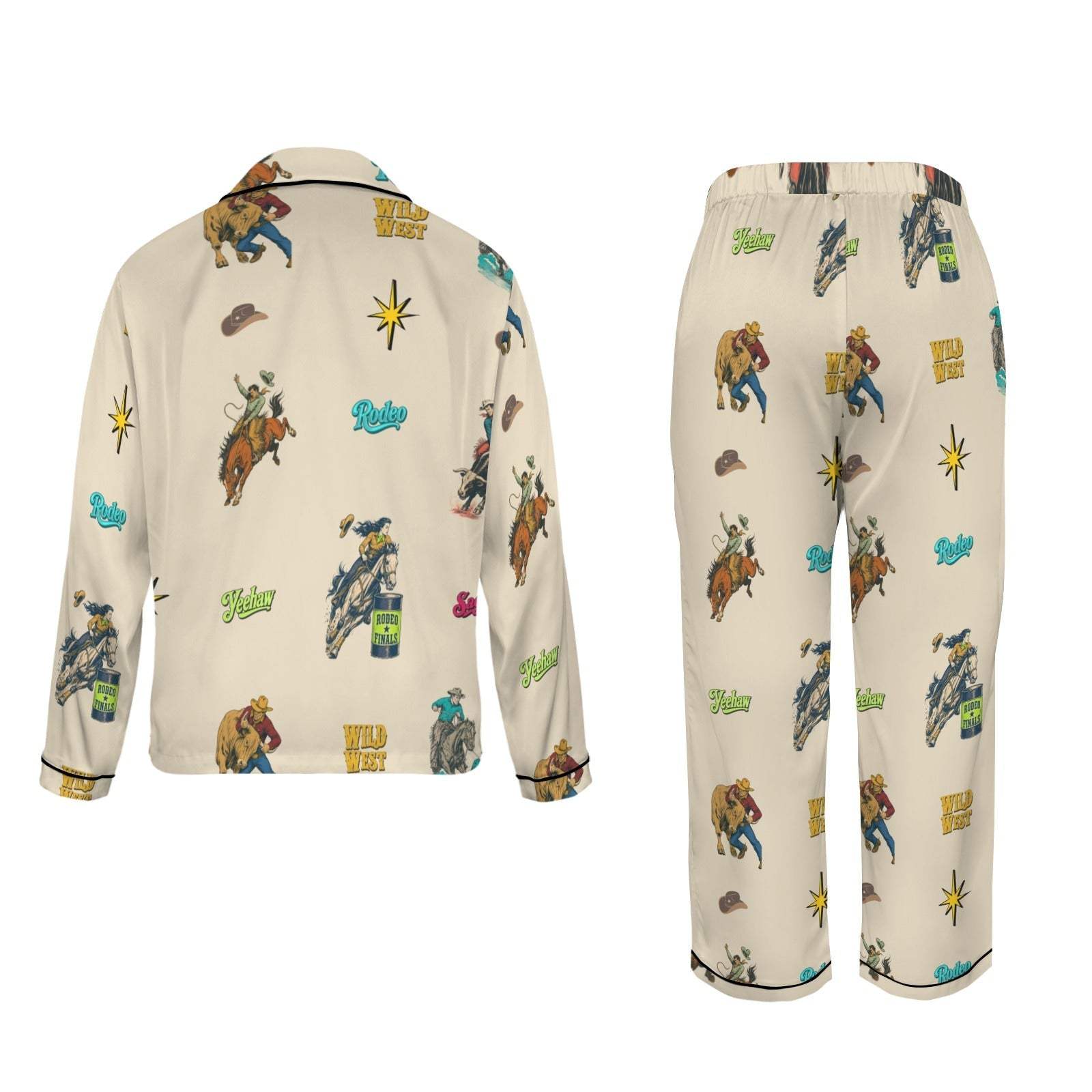 Baha Ranch The Last Roundup Western Rodeo Satin Pajama Set - Baha Ranch Western Wear - Flyclothing LLC