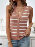 Striped V-Neck Knit Tank - Trendsi - Flyclothing LLC