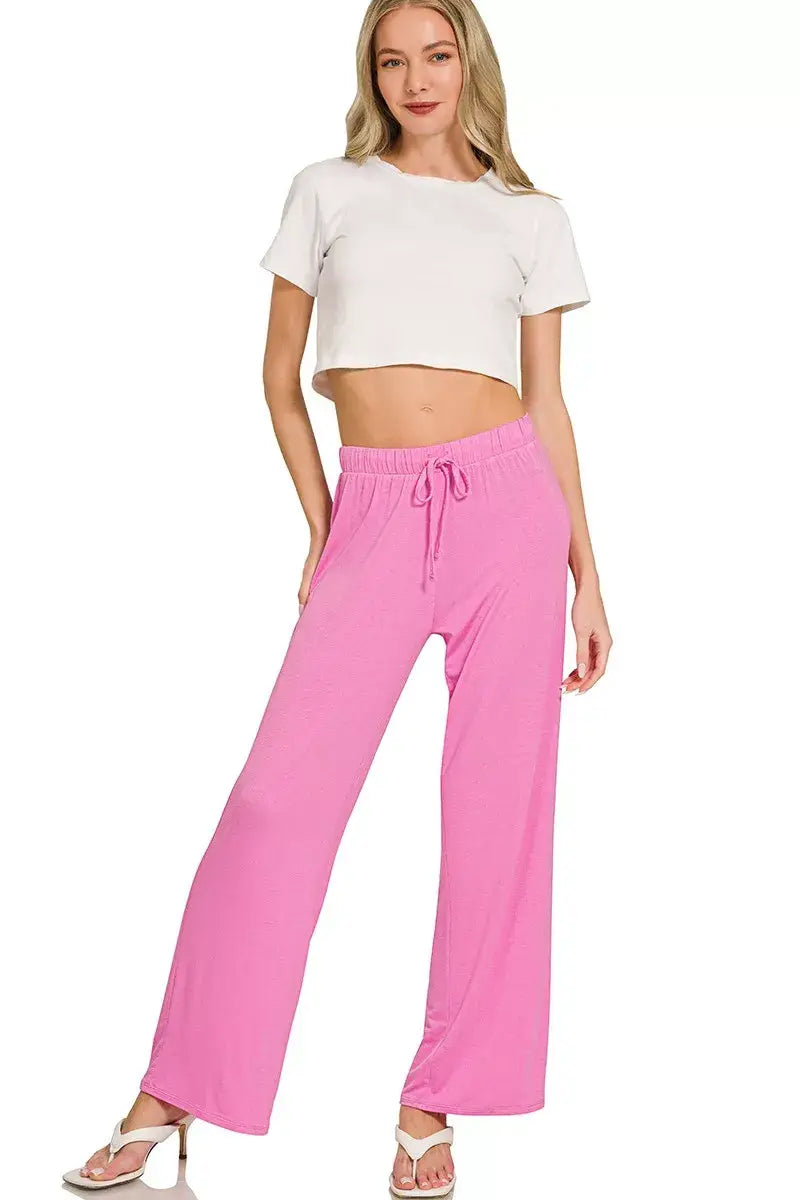 Zenana V-neck Oversized Top & Pants Set - Trendsi - Flyclothing LLC