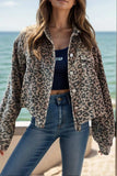 Leopard Button Down Long Sleeve Jacket - Trendsi - Flyclothing LLC