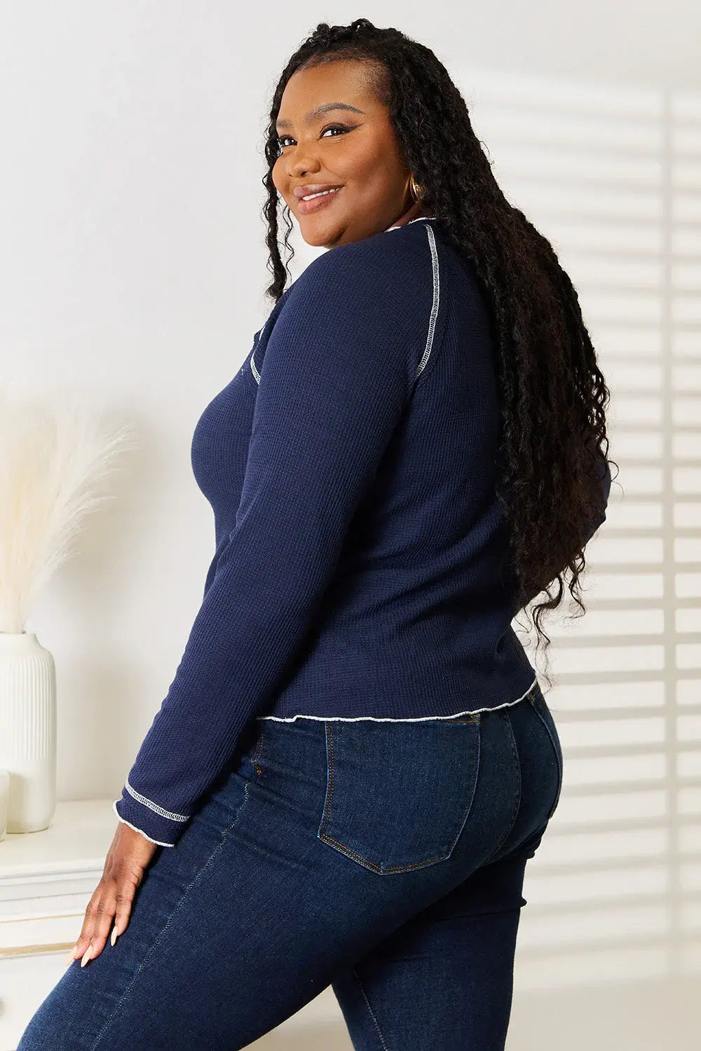 Basic Bae Long Raglan Sleeve Round Neck Top - ShopBasicbae - Flyclothing LLC