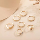 7 Piece 18K Gold-Plated LOVE Zircon Ring Set - Trendsi - Flyclothing LLC