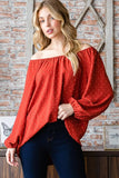 Heimish Full Size Swiss Dot Off Shoulder Top - Trendsi