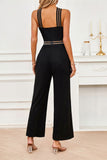 Crisscross Cutout Sleeveless Wide Leg Jumpsuit - Trendsi