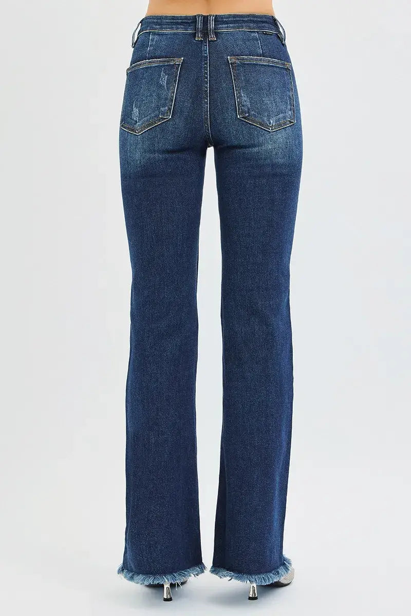 RISEN Full Size Tummy Control Mid Rise Flare Jeans Plus Size - Trendsi - Flyclothing LLC