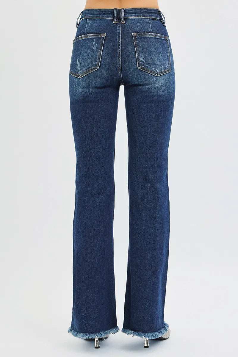 RISEN Full Size Tummy Control Mid Rise Flare Jeans Plus Size - Trendsi - Flyclothing LLC