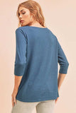 Aemi + Co Twist Front Round Neck 3/4 Sleeve T-Shirt - Trendsi - Flyclothing LLC