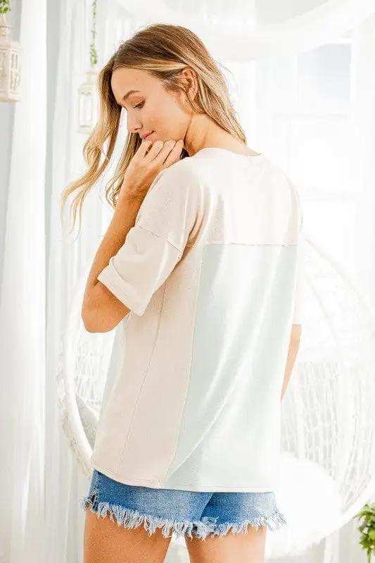 Heimish Full Size Contrast Round Neck Short Sleeve T-Shirt Plus Size - Trendsi - Flyclothing LLC