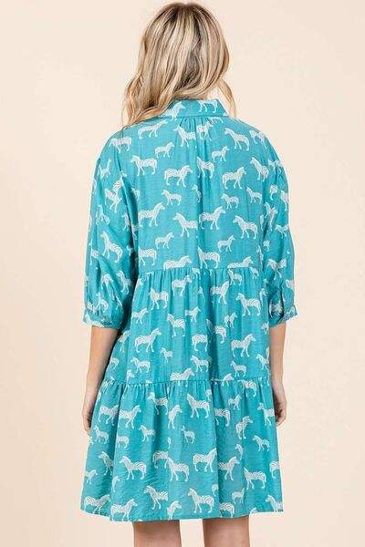 Mittoshop Zebra Print Button Down Shirt Mini Dress - Trendsi - Flyclothing LLC