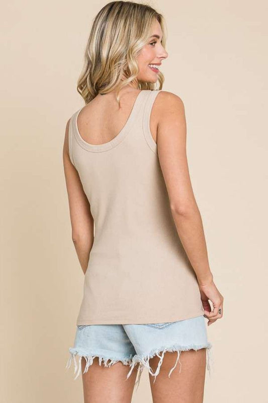 Culture Code Full Size Ribbed Scoop Neck Tank - Trendsi