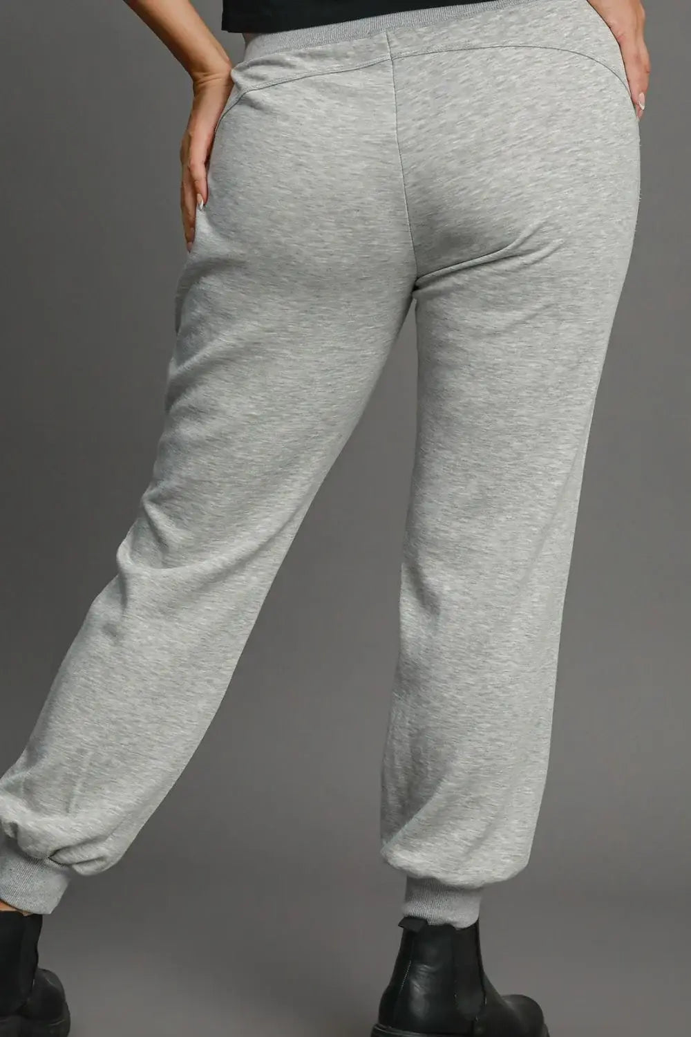Umgee Full Size High Rise Elastic Waist Knit Joggers with Pockets Plus Size - Trendsi - Flyclothing LLC
