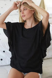 BiBi Thermal Knit with Ruffled Sleeve Top - Trendsi