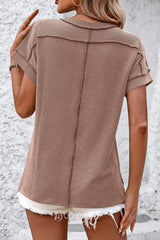 Striped Round Neck Short Sleeve T-Shirt - Trendsi - Flyclothing LLC