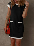 Round Neck Cap Sleeve Mini Dress - Trendsi - Flyclothing LLC