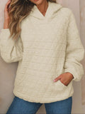 Textured Long Sleeve Hoodie with Pockets - Trendsi