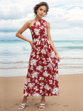 Printed Single Shoulder Sleeveless Dress - Trendsi